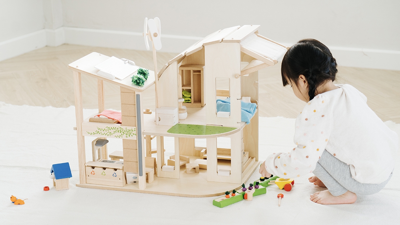 PlanToys Οικολογικό Κουκλόσπιτο - Ξύλινο & Επιπλωμένο