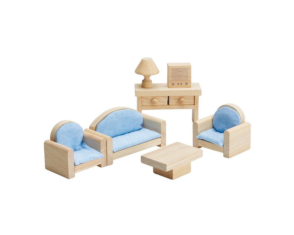 PlanToys Σαλόνι Classic - Ξύλινο Σετ Επίπλων για Κουκλόσπιτο