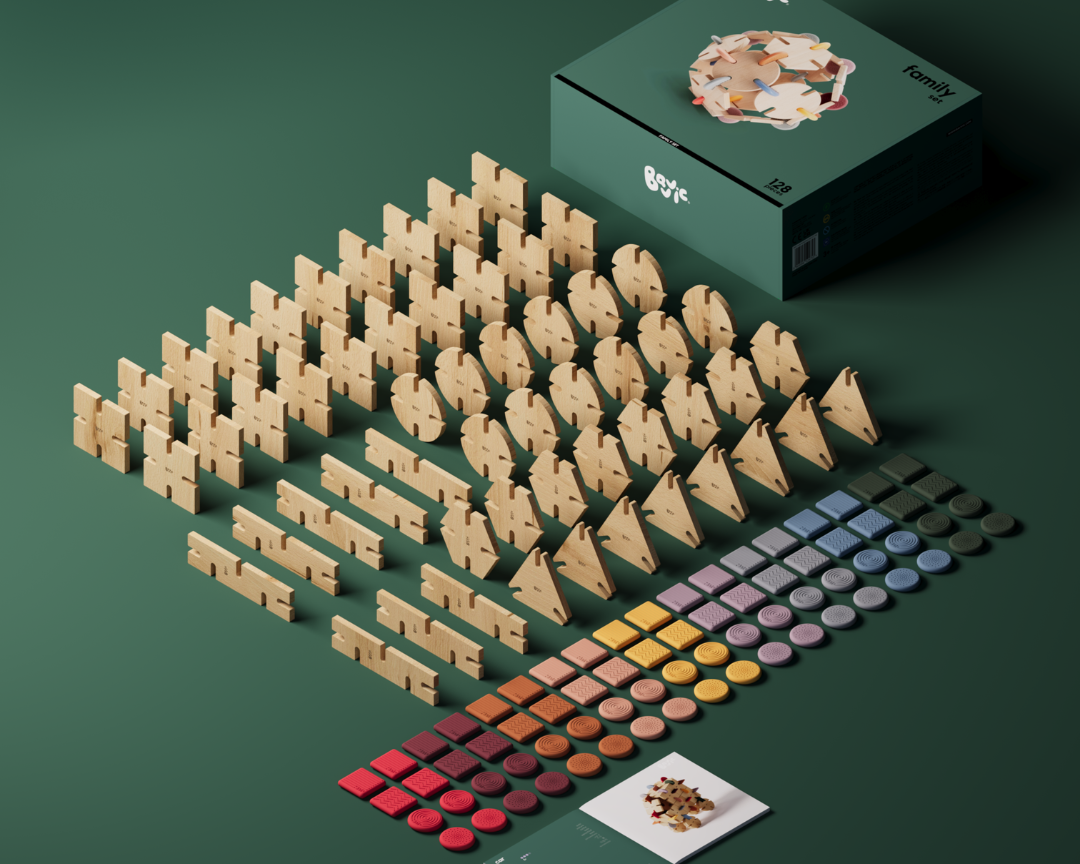 Bavvic Family set - Ξύλινο Σετ κατασκευών 128 τεμαχίων