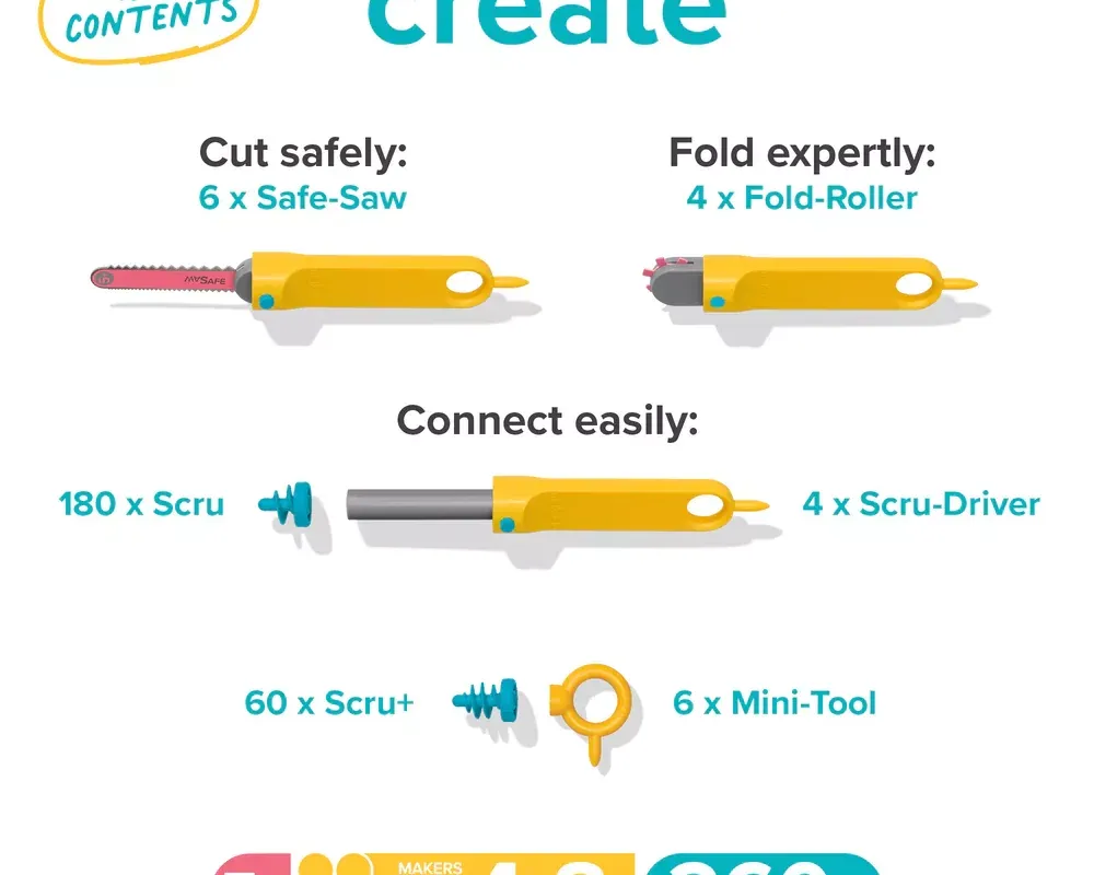 MakeDo Create Kit – Σετ Κατασκευαστικών Εργαλείων 260 τεμαχίων