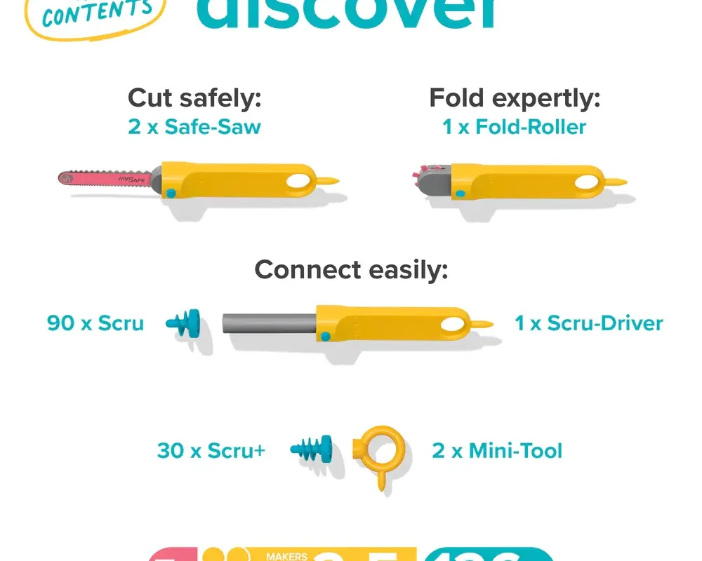 Makedo Discover Kit – Σετ Κατασκευαστικών Εργαλείων 126 τεμαχίων