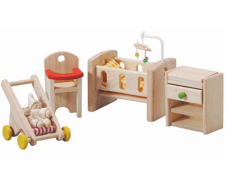 PlanToys Δωμάτιο Μωρού - Ξύλινο Σετ Επίπλων για Κουκλόσπιτο