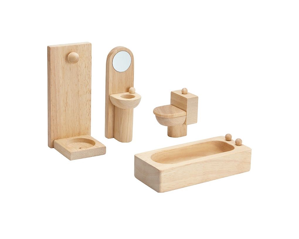 PlanToys Μπάνιο Classic - Ξύλινο Σετ Επίπλων για Κουκλόσπιτο