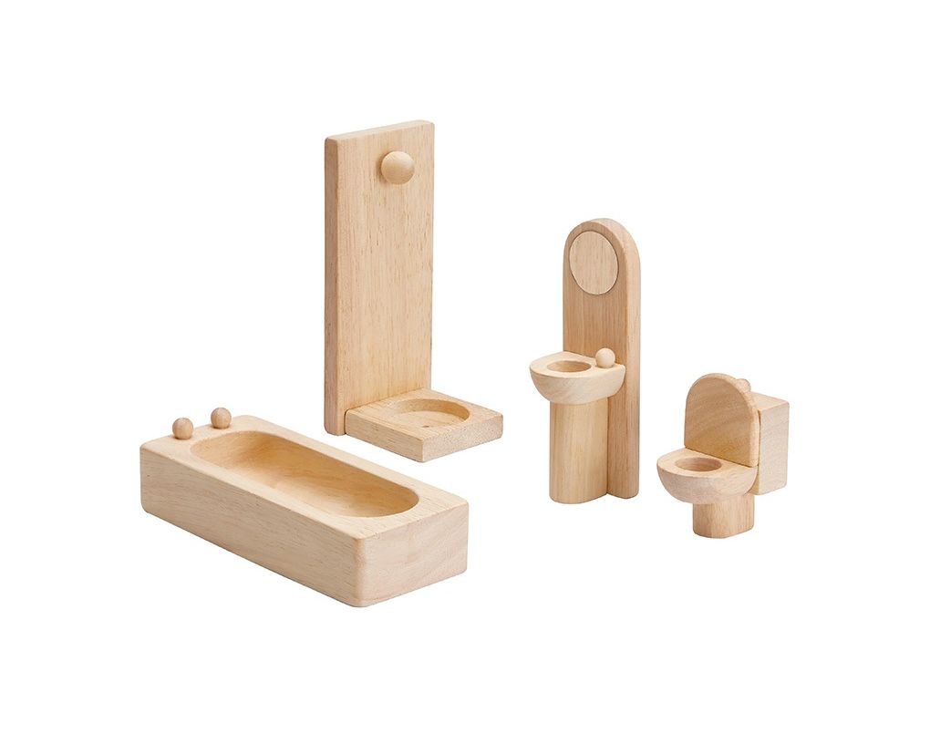 PlanToys Μπάνιο Classic - Ξύλινο Σετ Επίπλων για Κουκλόσπιτο