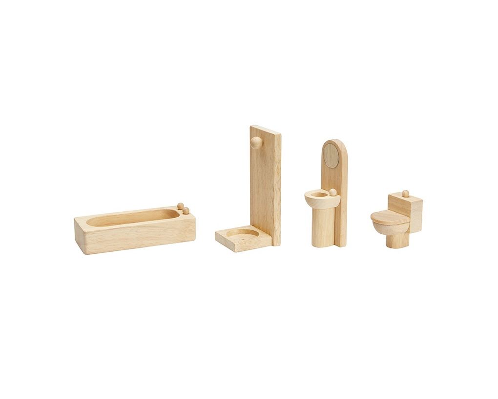 PlanToys Μπάνιο Classic - Ξύλινο Σετ Επίπλων για Κουκλόσπιτο