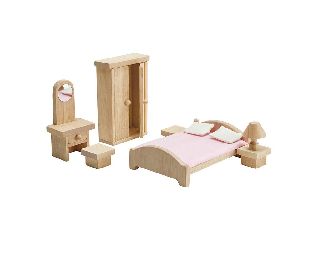 PlanToys Κρεβατοκάμαρα Classic - Ξύλινο Σετ Επίπλων για Κουκλόσπιτο