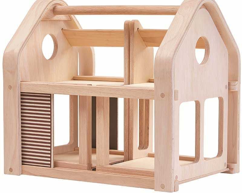 PlanToys Φορητό Κουκλόσπιτο - Ξύλινο κουκλόσπιτο με επίπλωση