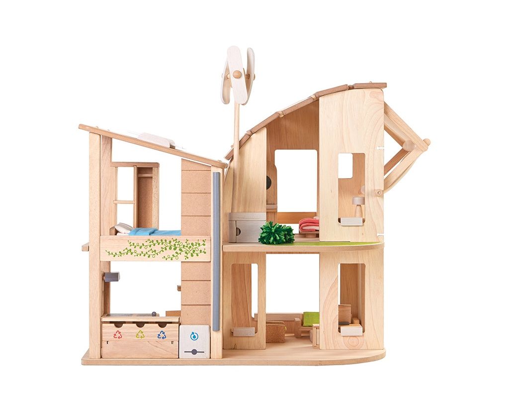 PlanToys Οικολογικό Κουκλόσπιτο - Ξύλινο & Επιπλωμένο