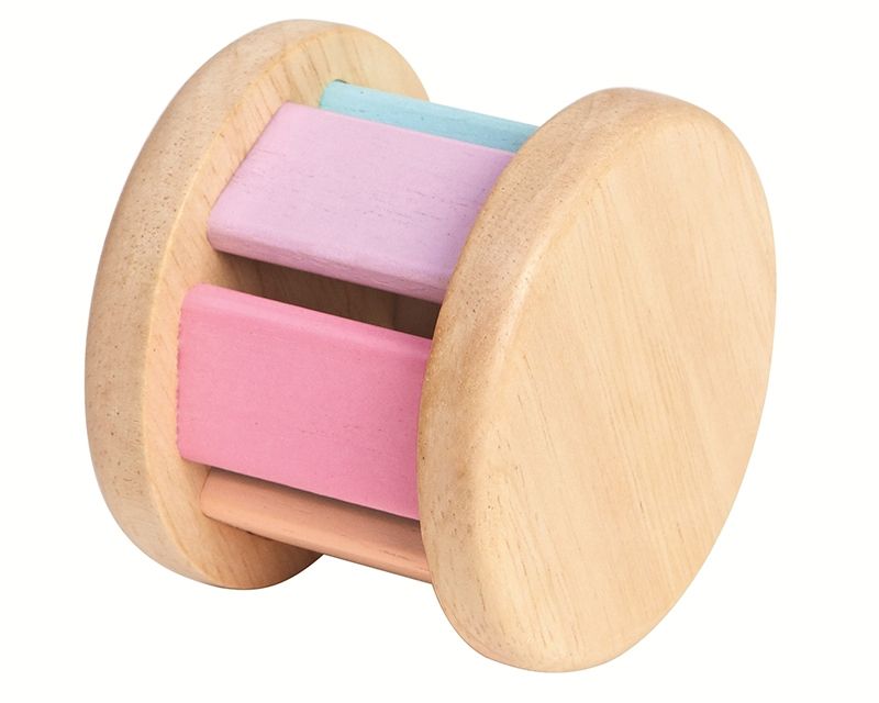 PlanToys Κύλινδρος Παστέλ - Ξύλινη Κουδουνίστρα Ρόλερ για Βρέφη