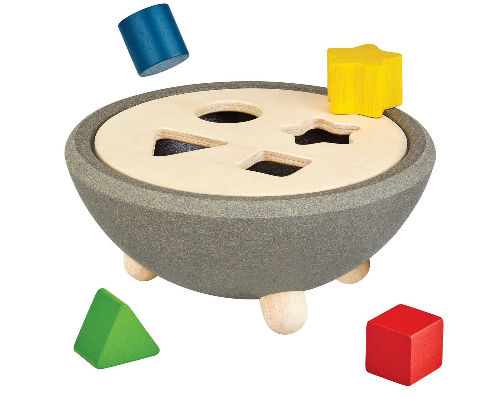 PlanToys Μπολ με Γεωμετρικά Σχήματα - Ξύλινο Παιχνίδι Ταξινόμησης & Αντιστοίχισης