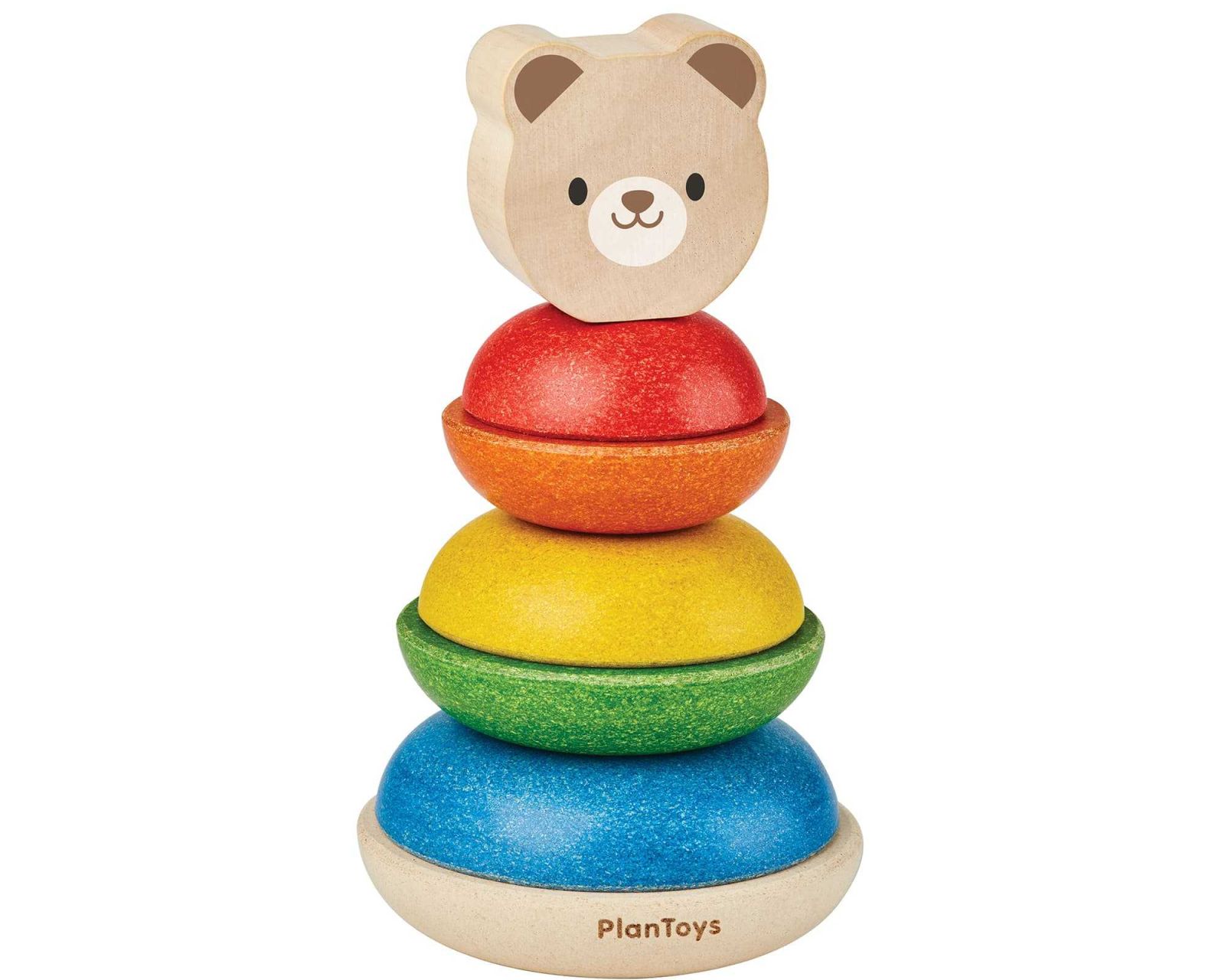 PlanToys Πυραμίδα Κρίκων Αρκουδάκι - Ξύλινο Παιχνίδι Στοίβαξης