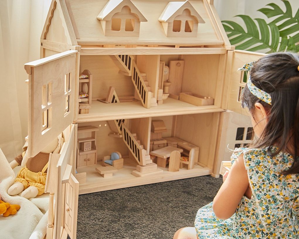PlanToys Βικτωριανό Κουκλόσπιτο - Ξύλινο Κουκλόσπιτο 3 ορόφων
