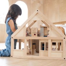 PlanToys Κλασικό Κουκλόσπιτο - Ξύλινο Κουκλόσπιτο με 4 Δωμάτια