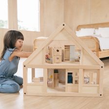 PlanToys Κλασικό Κουκλόσπιτο - Ξύλινο Κουκλόσπιτο με 4 Δωμάτια