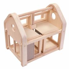 PlanToys Φορητό Κουκλόσπιτο - Ξύλινο κουκλόσπιτο με επίπλωση