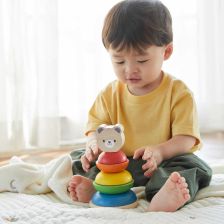 PlanToys Πυραμίδα Κρίκων Αρκουδάκι - Ξύλινο Παιχνίδι Στοίβαξης
