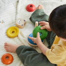 PlanToys Πυραμίδα Κρίκων Αρκουδάκι - Ξύλινο Παιχνίδι Στοίβαξης