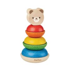 PlanToys Πυραμίδα Κρίκων Αρκουδάκι - Ξύλινο Παιχνίδι Στοίβαξης