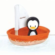 PlanToys Ιστιοφόρο με Πιγκουίνο – Ξύλινο Παιχνίδι Νερού