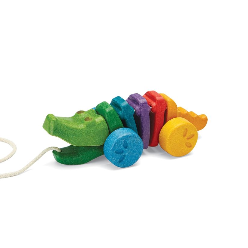 PlanToys Κροκόδειλος Ουράνιο Τόξο - Ξύλινο Συρόμενο Παιχνίδι