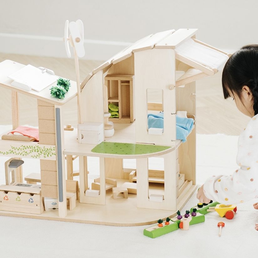 PlanToys Οικολογικό Κουκλόσπιτο - Ξύλινο & Επιπλωμένο